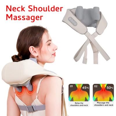 Μασάζ Shiatsu για τον Αυχένα και τους Ώμους Σάλι Μάλαξης Σπονδυλικής Στήλης Μυοχαλαρωτής Πλάτης για Χρήση στο Αυτοκίνητο και στο Σπίτι Μασάζ Τραπεζοειδούς, Αυχένα και Ώμων