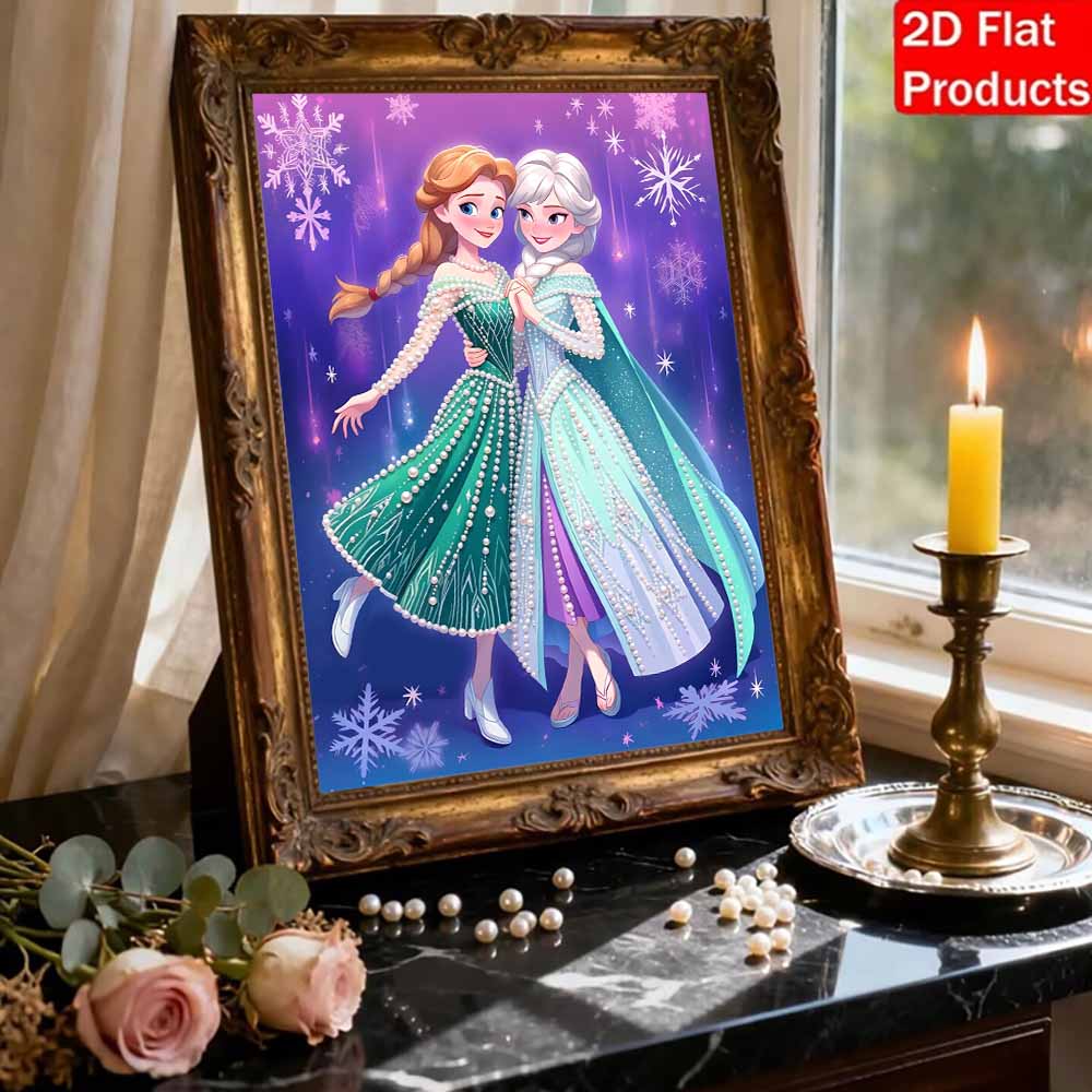 Disney Pearl Painting Frozen Portrait for Beginners and Adults, DIY Pearl Diamond Art Painting Kit for Home Wall Decor Gifts