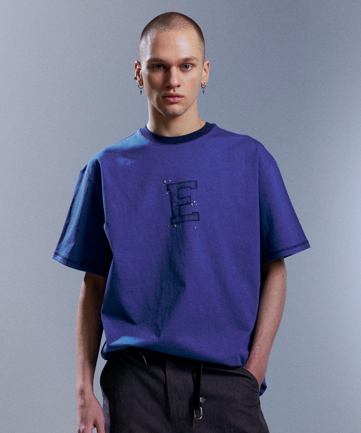 Episode Untitled E Stone Round Short Sleeve T-Shirt Blue 2