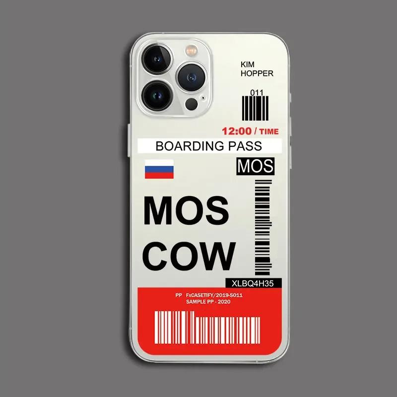 Funny World City Tourist Ticket Label Phone Case for iPhone 16 15 14 Pro Max Plus Dustproof Non-Slip Transparent Cover Fundas