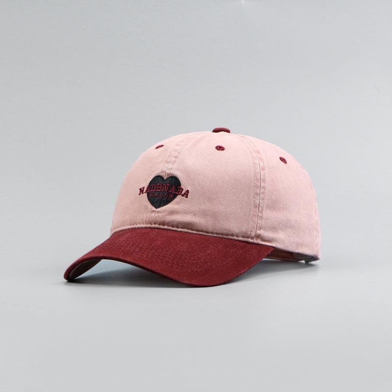 

New cotton love color matching baseball cap girls soft top cap casual hat men s trend розовый