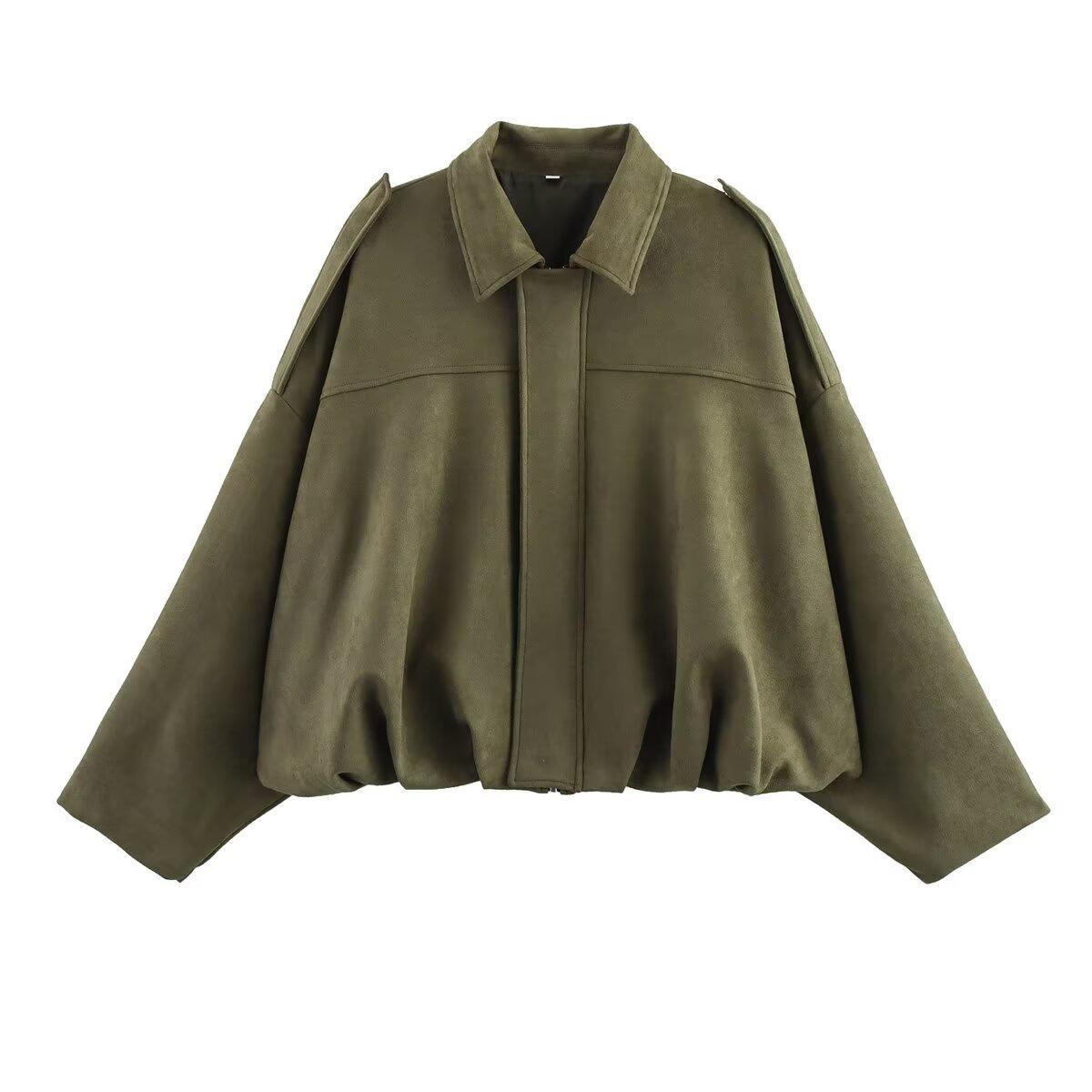 

New Summer Women s Shoulder-buttoned Cinched Pilot Jacket M зелений