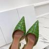 Fashion 2025 New Leather Fairy Wind High Heels Women's Crocodile Pattern Pointed Wine Glass Stiletto Side Empty Back Strap Sandals Women