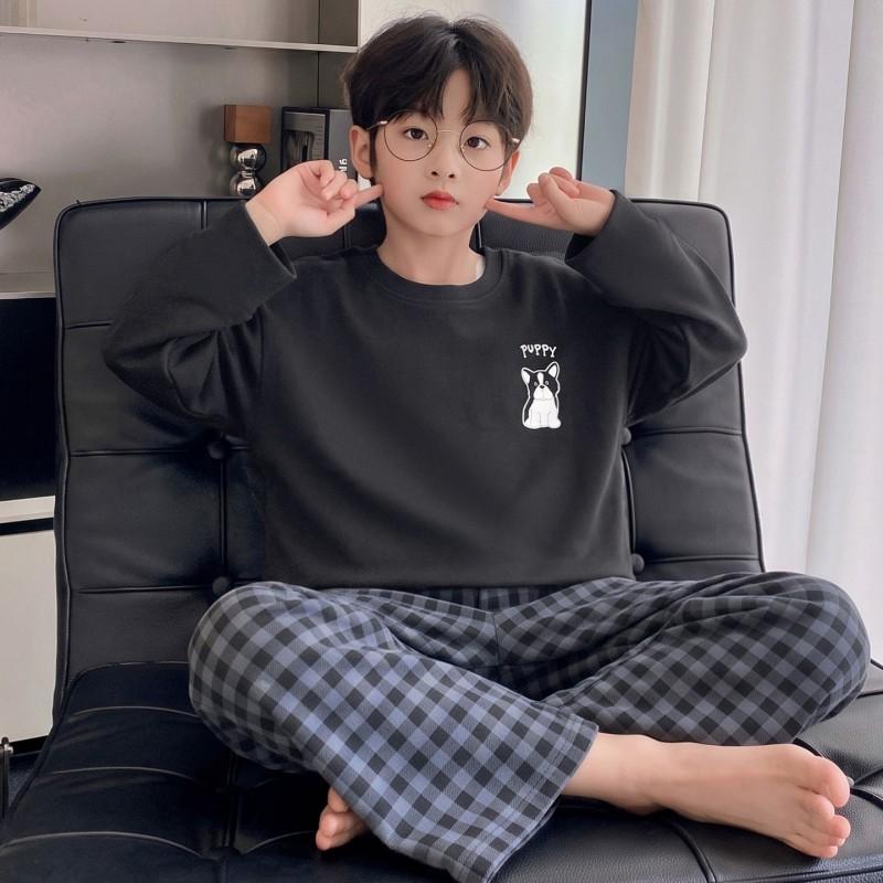 Boys Cotton Pajama Set Long Sleeve Cartoon Print Sleepwear Kids Ages 8 Fall Home Wear