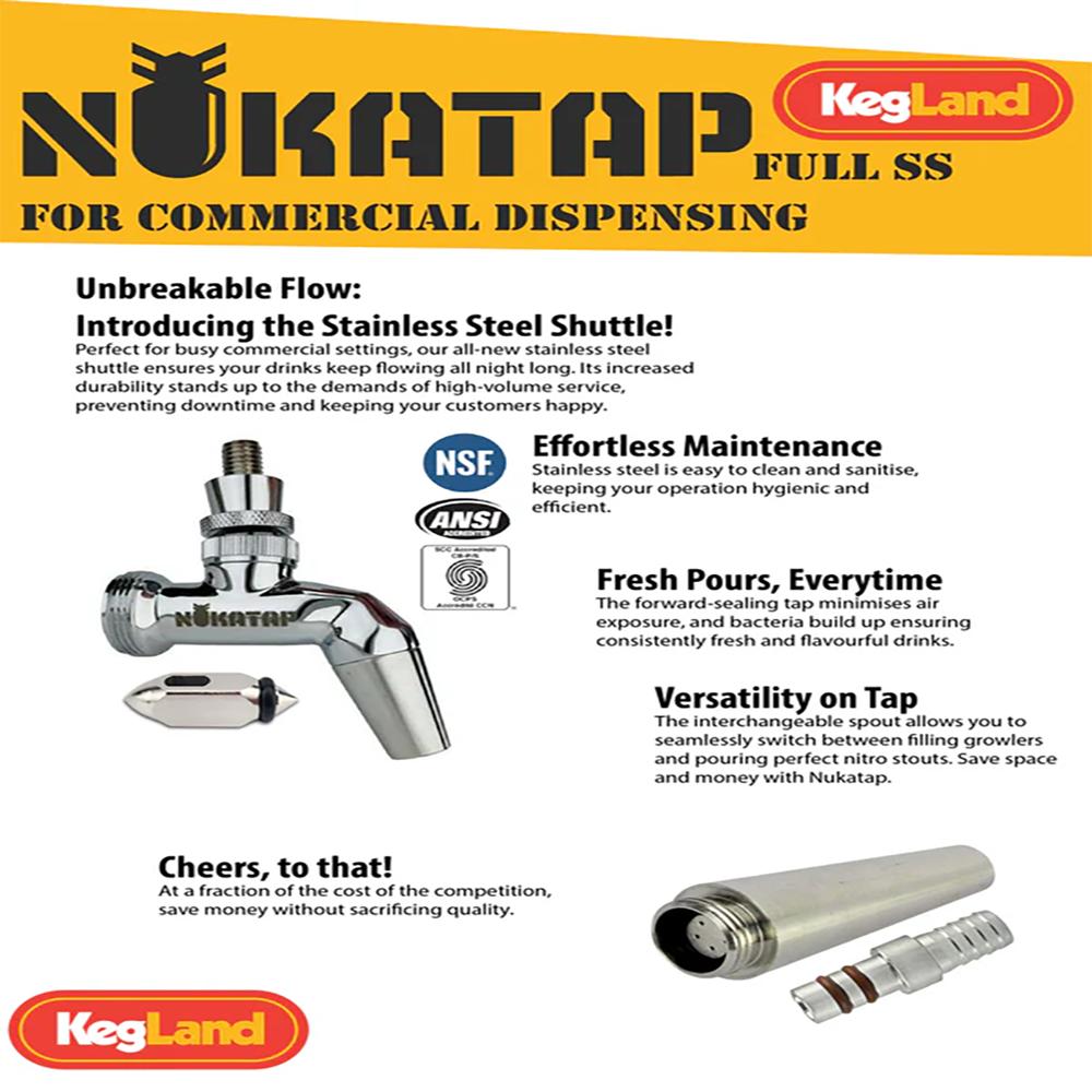 Kegland NukaTap Stainless Steel Beer Faucet Commercial Venue Tap Bar Tool Homebrew