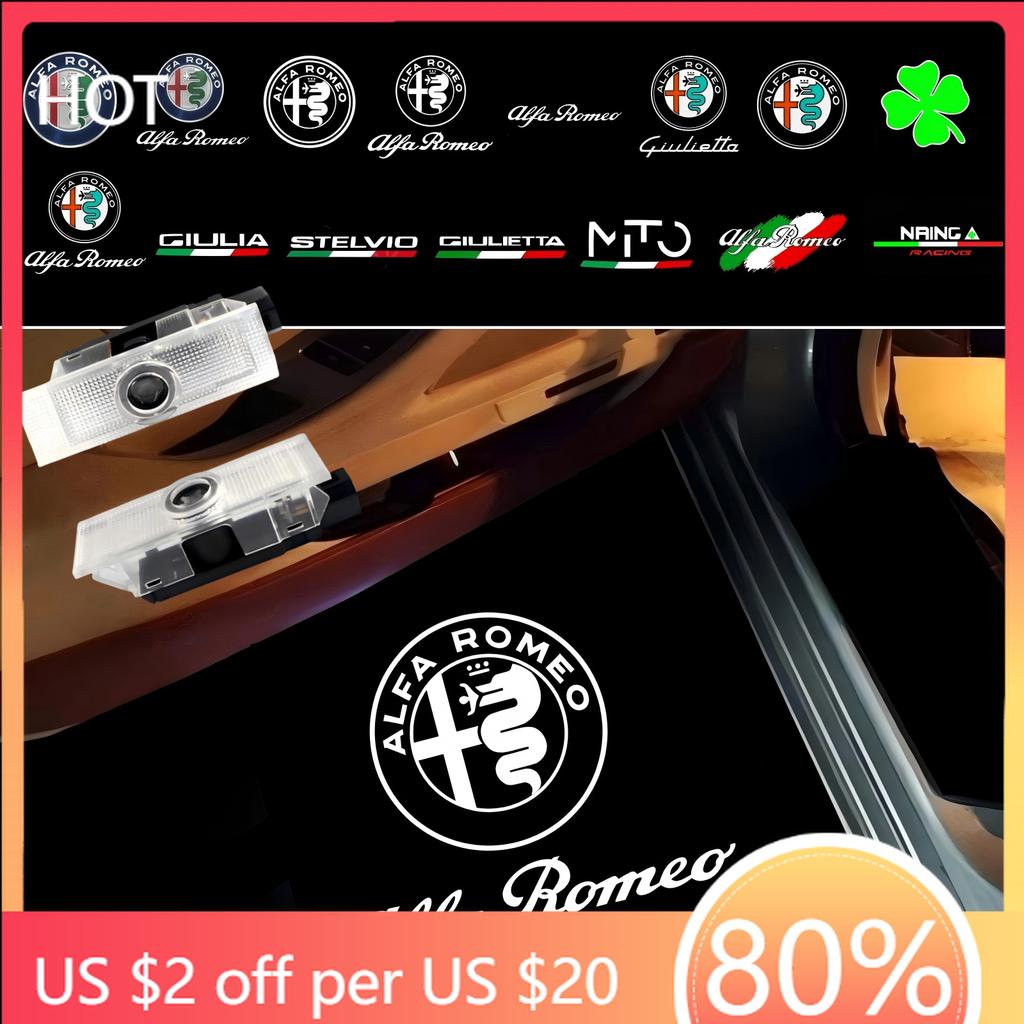 Hub Caps Hub Caps 2X LED Car Welcome Logo Light Door Projector Light For Alfa Romeo Giulia 952 Tonale Mito Stelvio 949 Spider 15 zl8
