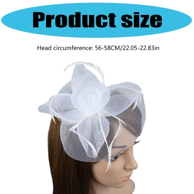 Elegant Women Fascinators Hats Flower Fascinator with Necklace Earring and Lace Short Gloves Party Headwear for Women