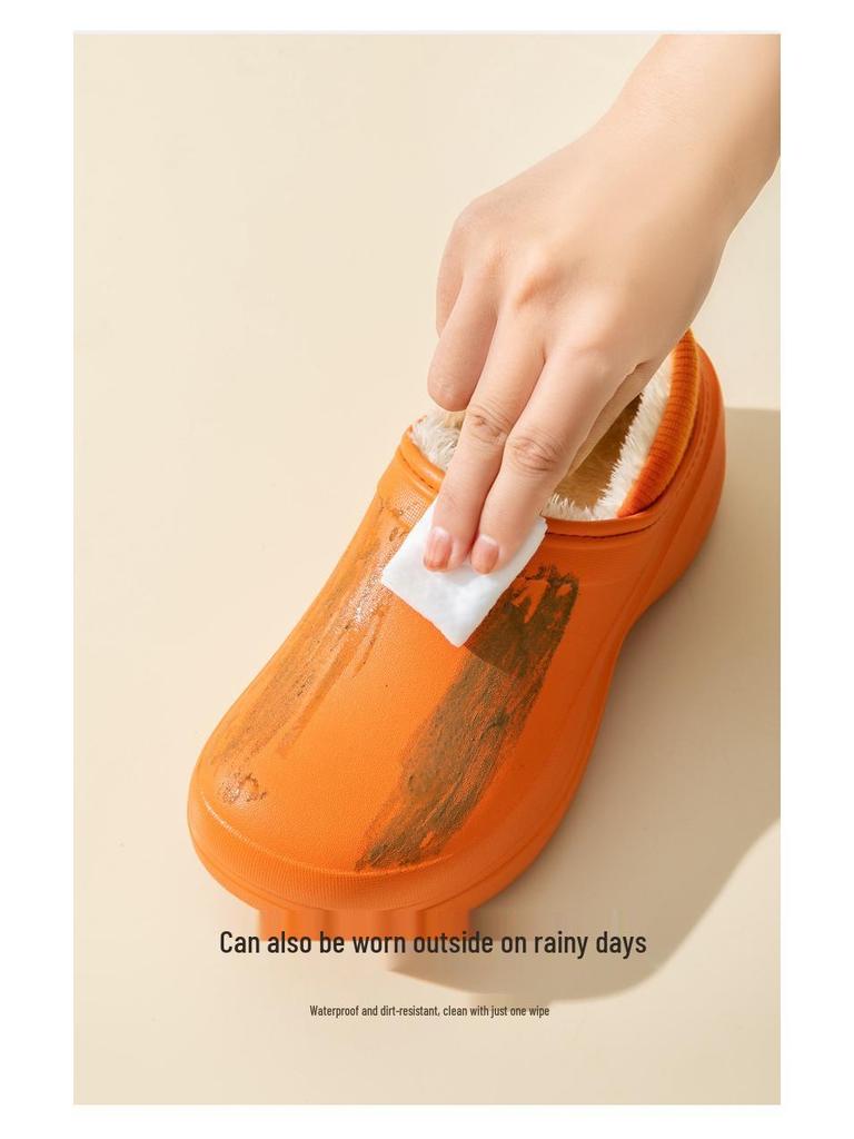 Damen Herbst/Winter Plüsch Rutschfeste Indoor-Hausschuhe mit Fersenkappe - Warm, Wasserdicht, Baumwollsohle für Zuhause & nach der Geburt.