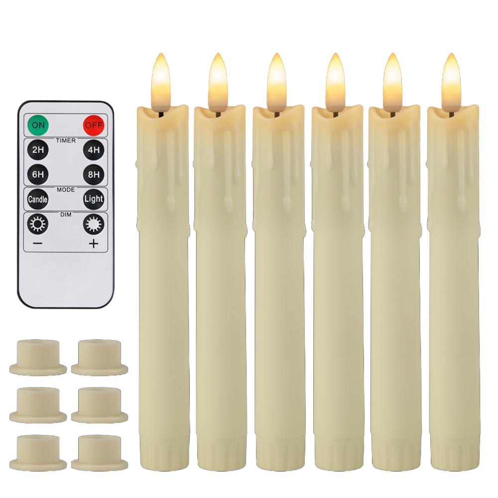 6/8/12Pc Hanging Floating Candles with/without Remote Flameless Flickering Taper Candles Dripless Handheld LED Candles Lights