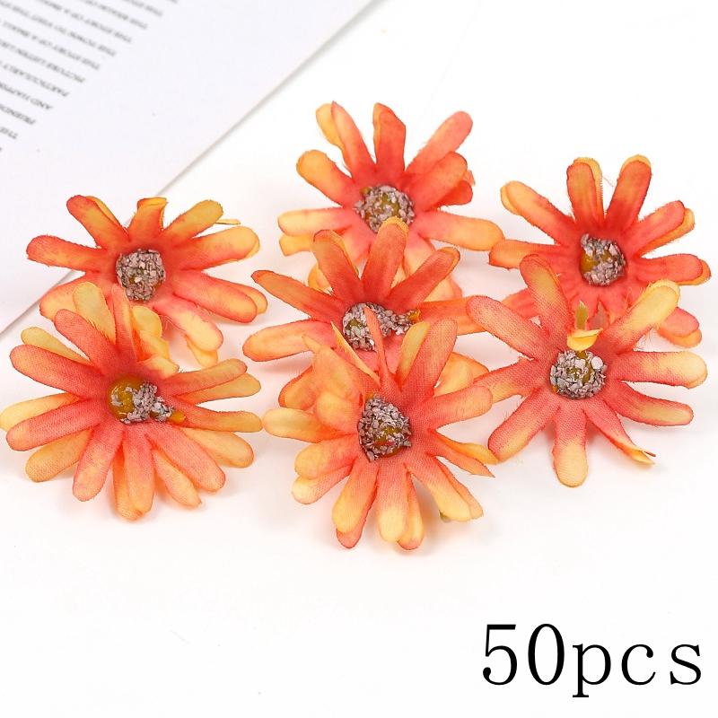 Orange Artificial Flowers Heads Silk Fake Flowers for Home Decor Party Marriage Wedding Decoration DIY Wreath Gifts Accessories