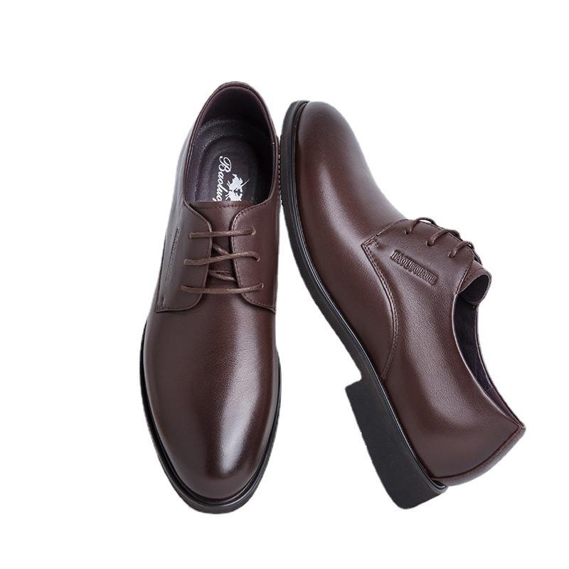Men's Business Dress Leather Shoes Men's Leather Casual Soft Sole Soft Surface Men's Shoes Breathable Lace-up Work Shoes Factory