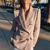 Spring New Arrival Women's Clothing Classic Style Texture Double Breasted Long Sleeves Lapel Casual Suit Jacket 9192156