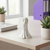 Halloween Party Accents 3D Printed Ghost Ornament, Abstract Pleated Cloak Figurine, Minimalist Spooky Shelf Decor Home Office Desktop Decor,