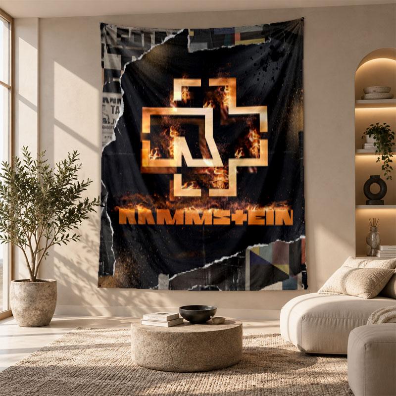 Arazzo Decorativo, Arte Murale Stampata Rammstein, Appeso a Parete Leggero per Sfondo Camera da Letto
