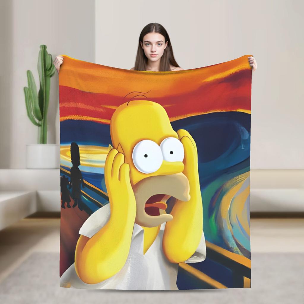 Super Warm Blanket Decorative The Simpsons Cartoon Throw Blanket Flannel Bedspread For Couch Chair Fluffy Sofa Bed Cover