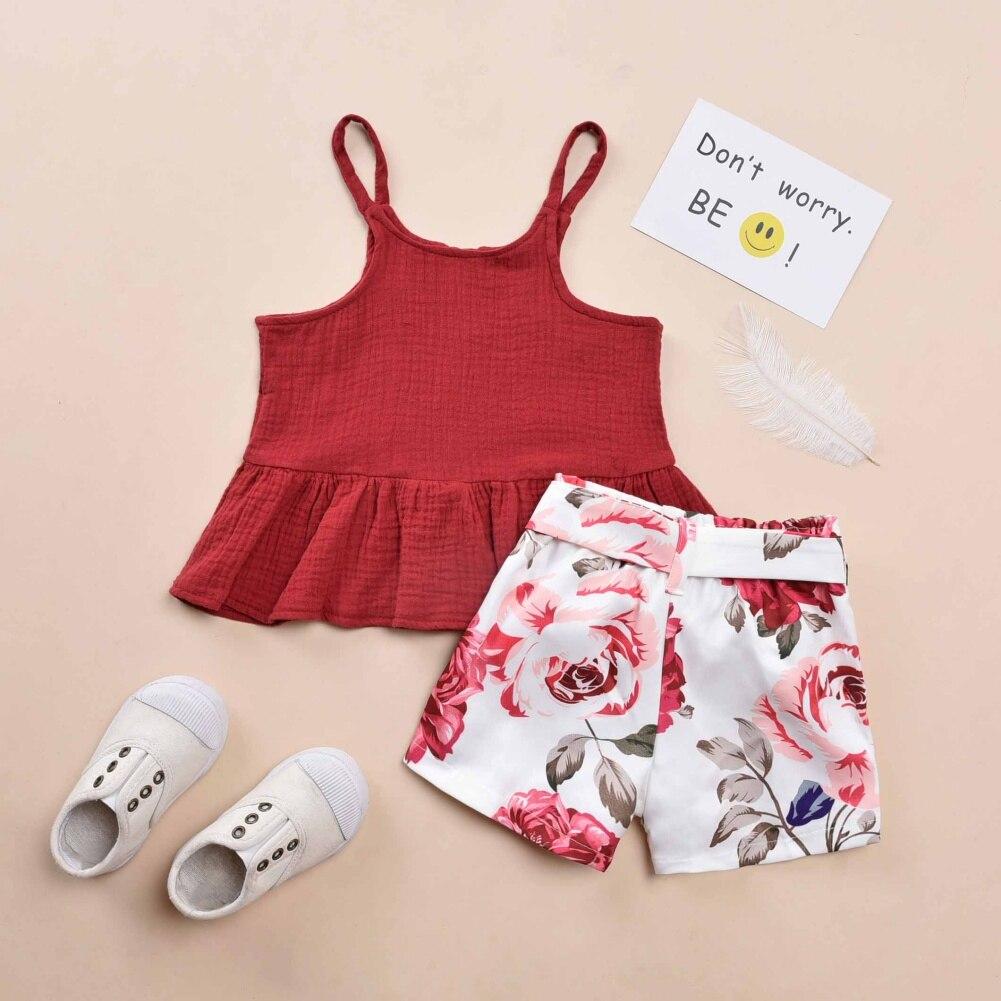 Shorts Pants Outfits Clothes Set Floral Baby Kids Girls Strap T-shirt Tank Top Shorts Pants Outfits Clothes Set Floral Baby Kids Girls Strap T-shirt Tank Top