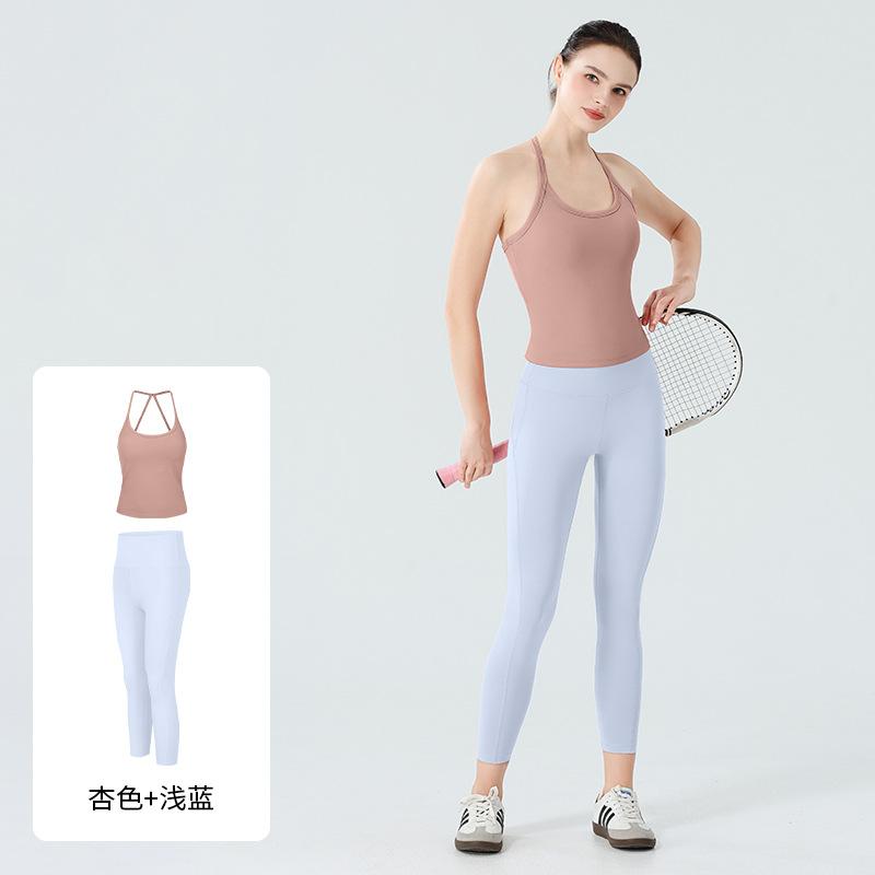 Cross-border Seamless Nude Yoga Fitness Set Women's Quick-drying Clothes, Small Tight Sports Underwear Set Two-piece Set