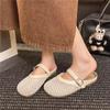Hollow bag head half slippers women's 2025 summer new belt buckle comfortable versatile temperament women's flat bottom cool slippers
