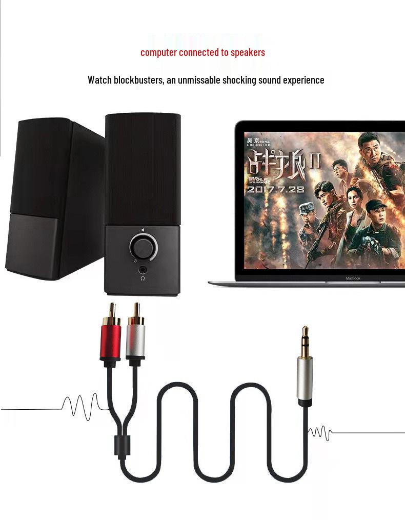 3.5mm to Dual RCA Audio Cable for Speakers and Mobile Devices