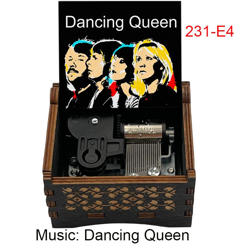 Dancing Queen Dřevěná hrací skříňka 18 tónů Mechanismus na klíček Roztomilý dárek k narozeninám, festivalu pro přátele, rodinu (as the picture,Small) black