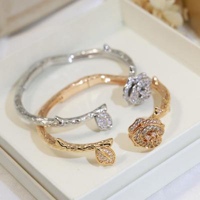 Rose Flower Bracelet with Natural   Inlay, Presenting Real Details.Sweet Series, Multi Flower Bracelet Natural   Inlay Presenting Real Details