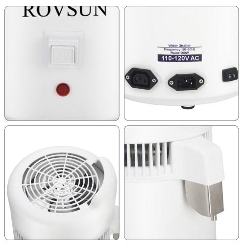 ROVSUN Upgraded 1.1 Gallon/4L Water Distiller with Flame-Retardant, BPA-Free Container & Stainless Steel Interior, Countertop Distiller for Home Use,