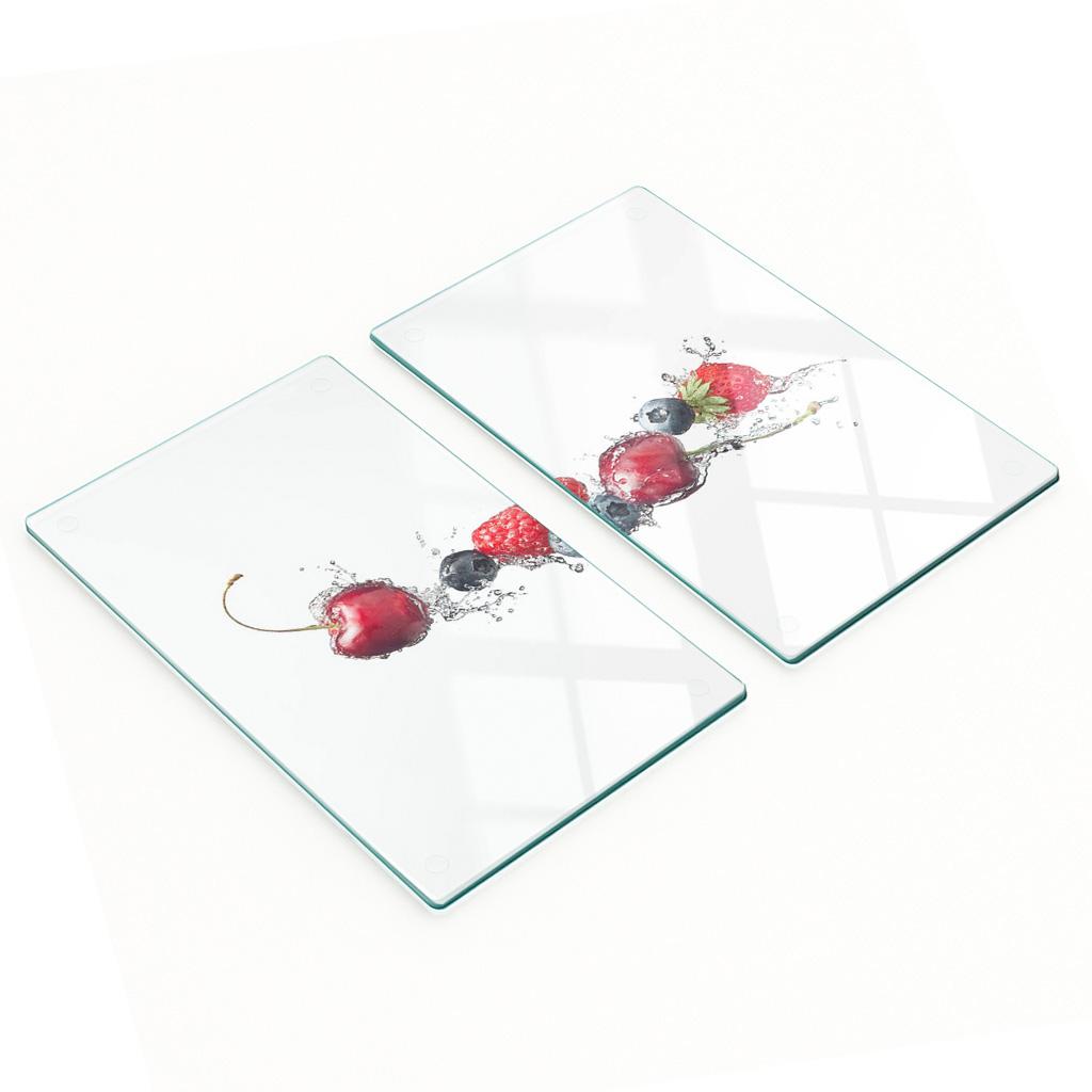 Tempered Glass Kitchen Splashbacks with Graphics 2 Pieces Forest Fruits 2X30X52 Cm