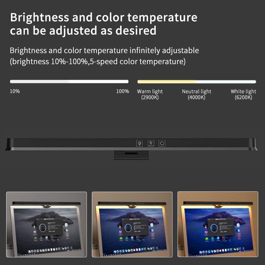 Computer Monitor Hanging Light Warm Light/RGB Computer Screen Light USB Powered Eye Protection Clip Light for Computers/laptops