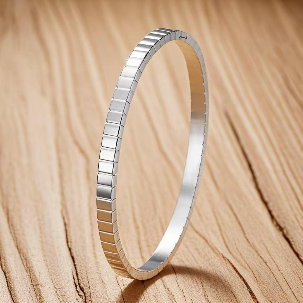 Men s Exquisite Square Titanium Steel Bracelet: Stylish, Versatile, & Fashionable.