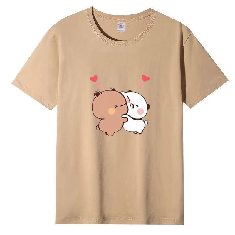Women Panda Bear Cartoon T Shirt Cute Tshirts Cotton Short Sleeve Girls Print Tees O-Neck Kawaii Tops Casual
