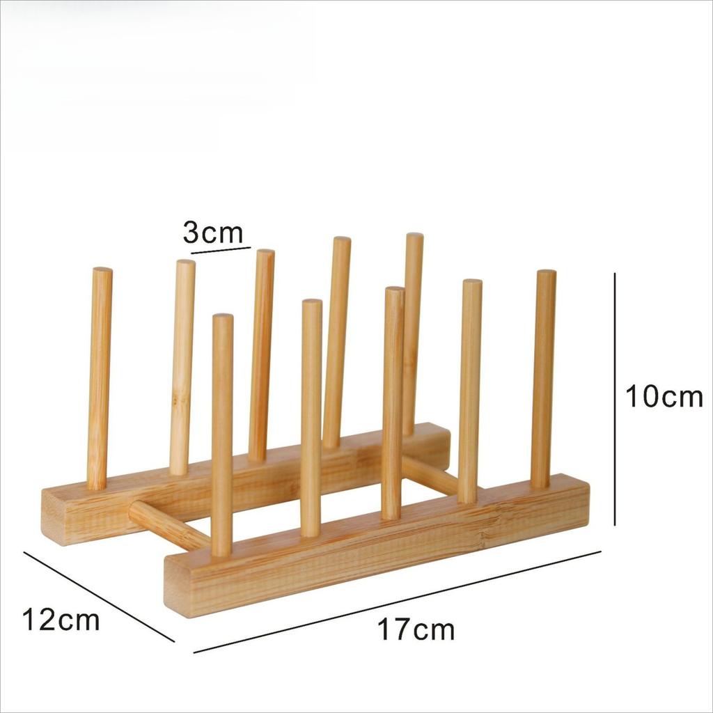 Kitchen Storage Rack Bamboo Anti-skid Plate Pot Lid Dish Bowl Drying Holder Organization Cutting Board Drainage Stand
