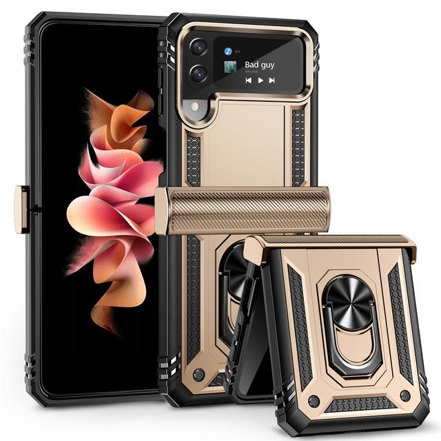 

Нескользящий чехол-подставка с кольцом-держателем для Samsung Galaxy Z Flip4 Flip 4 5g Flip3 Flip 3, противоударная сумка для телефона для Samsung Flip4 for Samsung Z Flip 4 золотой