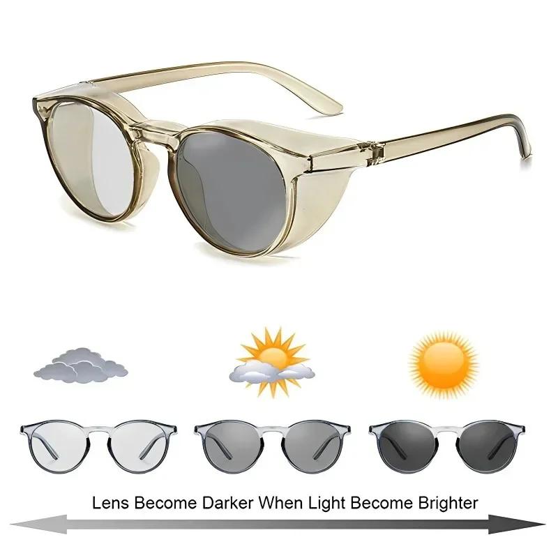 Protective Photochromic Lens Sun Glasses with Side Shields Blue Light Blocking Anti-allergy Anti Fog Wind Splash Goggles