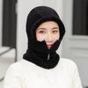 Zipper Hooded Thermal Cap Thickened Knitted Balaclava Cap Simple Knitted Scarf Hat  Outdoor