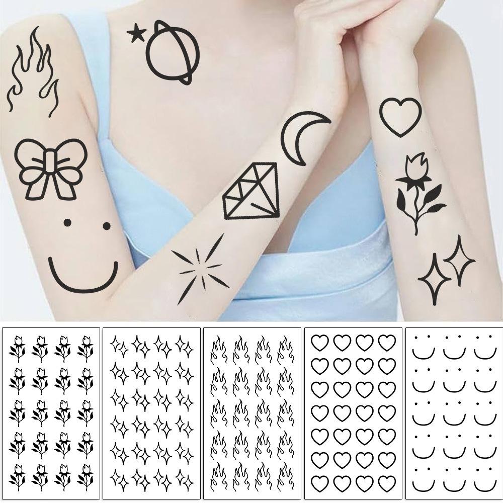 Neue Koreanische Schwarz-Weiß Kleine Ausdrucks-Tattoo-Aufkleber Wasserdicht Partygeschenk Lustige Gesichtsaufkleber