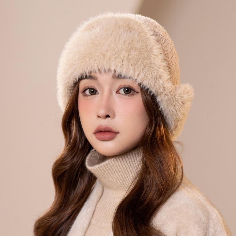 Hat Women's Winter New Thickened Warm Imitation Fur Fashion Lei Feng Hat Ear Hat Snow Hat