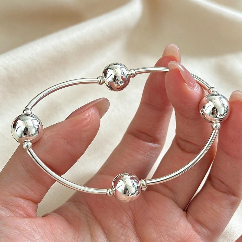 Xiaomi 100% Solid 925 Sterling Silver Metal Bracelet for Women Vintage Handmade Simple Retro Ball Bracelet Birthday Gift Party
