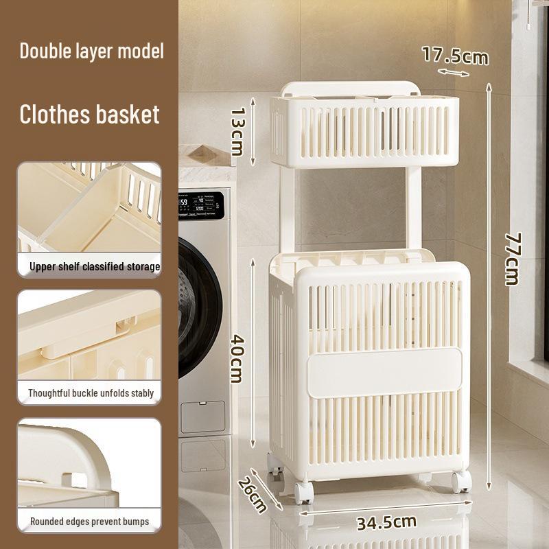 

Foldable Laundry Basket with Wheels – High-End Bathroom Hamper for Dirty Clothes Storage білий
