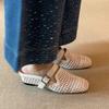 Lan Cabinet 2025 Summer New Holiday Wind Woven Wedge Heel Muller Shoes Belt Buckle Breathable Bag Head Outer Slippers