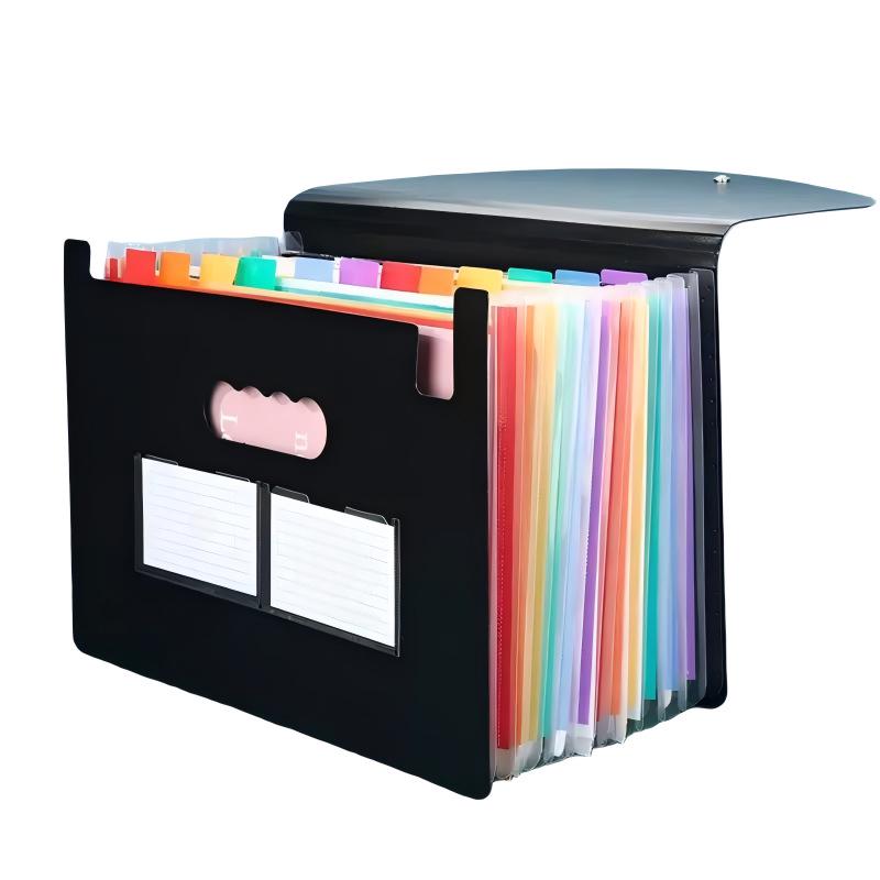 Rainbow 25-Pocket A4 Accordion File Bag with Lanyard