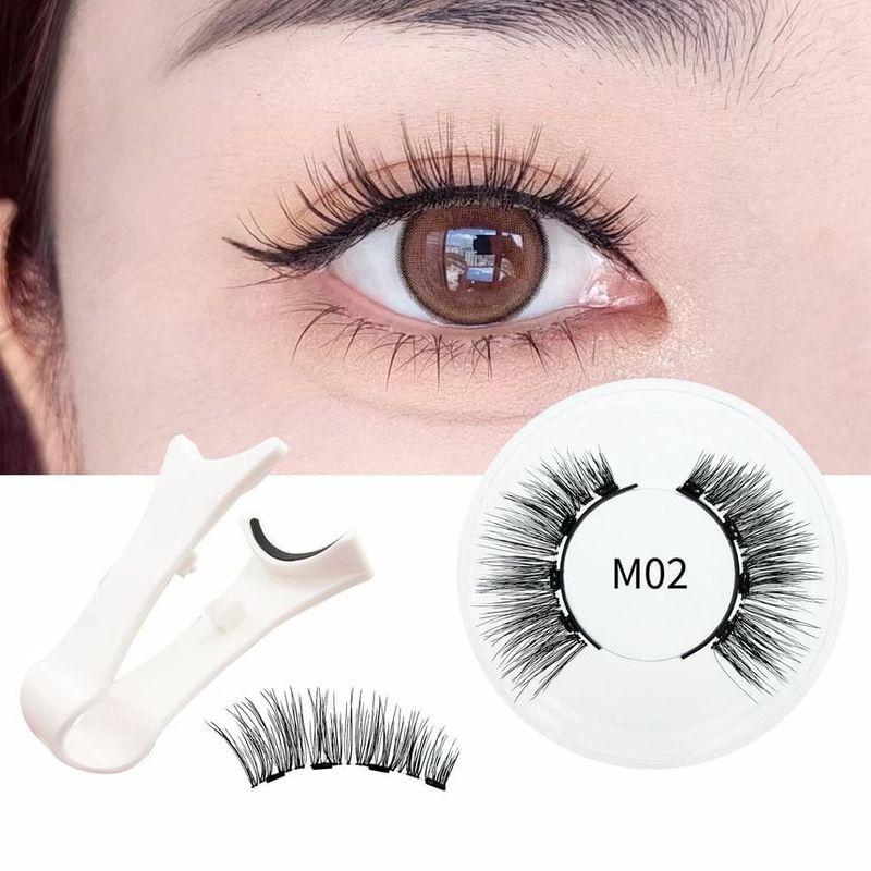 Miumi - Set: Natural Wispy Magnetic Glue-Free False Eyelashes + Applicator