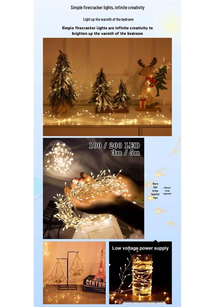 Indoor LED Firecracker Copper Wire Lights for Festive Decoration