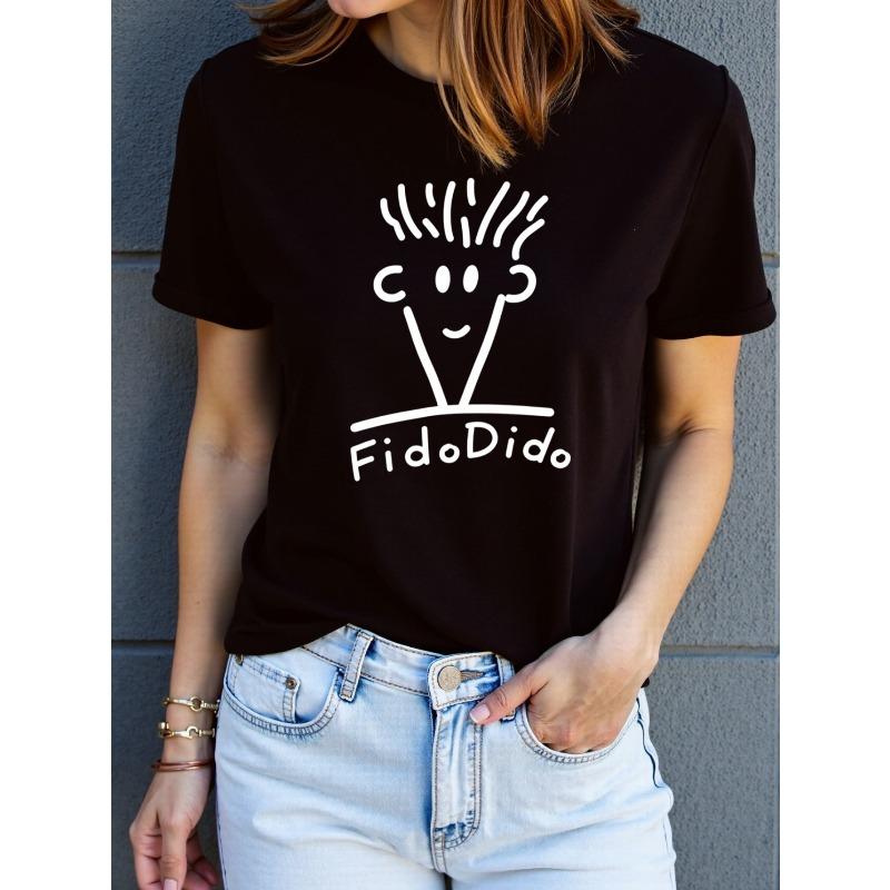 Women s Letter Print T-Shirt Casual Short Sleeve Summer Sports Tee S чёрный