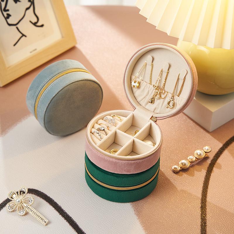 INS Round Mini Travel Jewelry Gift Box: Compact Ring Storage Case
