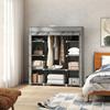 Fabric Wardrobe, Foldable, Hanging Rail, Shelves, 150 x 43 x 162.5 cm, Light Grey