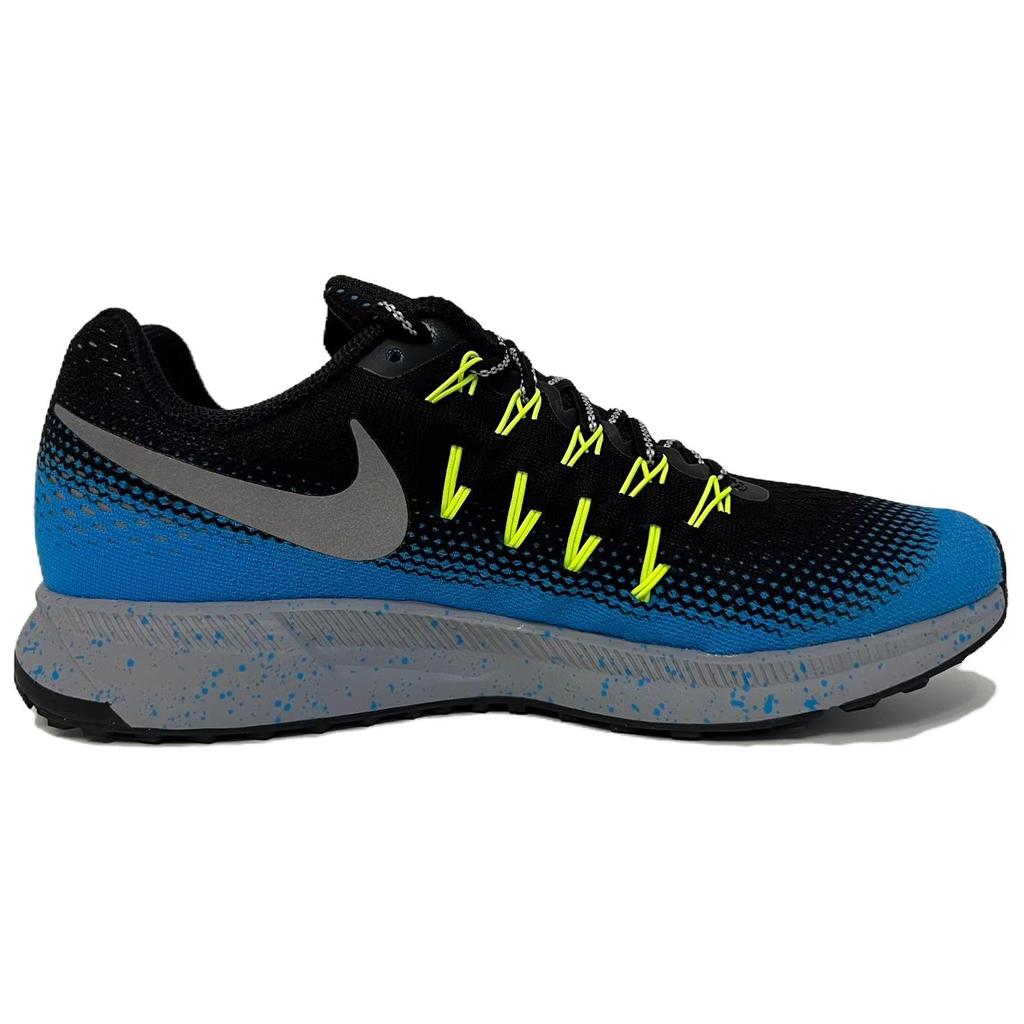 Nike Air Zoom Pegasus 33 Shield Black Blue Glow Unisex Sneakers Metallic-Silver 849564-004
