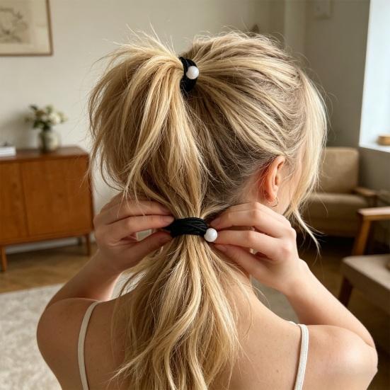 10PCS Hair Rope with Pearl Decoration High Elastic Strong Toughness Rubber Bands No Slip Versatile Headband for Commuting