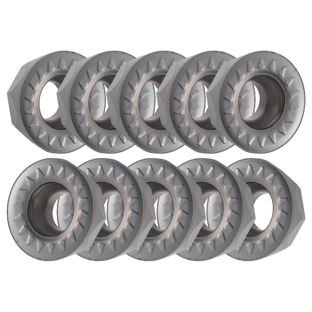 10Pcs Turning Insert Carbide Round Blade Lathe Cutter Milling CNC Cutting Tool Set Kit(RPMT1204MOEJS )