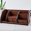 Wood Desk Storage Box with Drawer and Open Sections, Tabletop Holder for Study Table, Home Office Desk and Dressing Table Daily Use