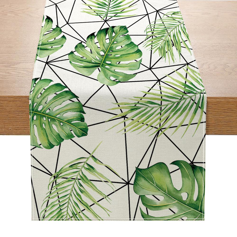 Green Plant Series Printed Table Flag Linen Home Decoration Table Table Cloth Cabinet Tea Table Decorative Cloth